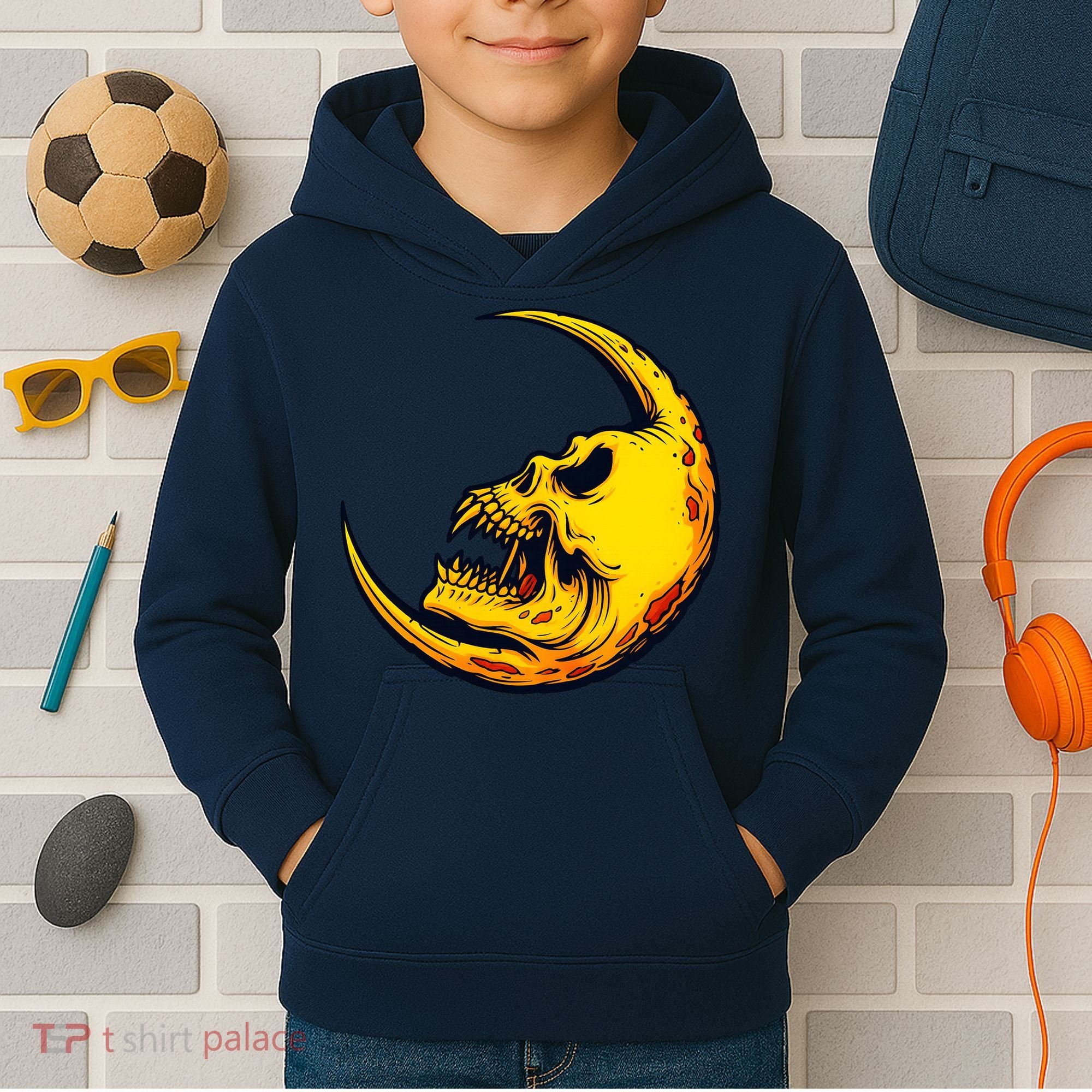 Sickle Moon Skull Kids Hoodie