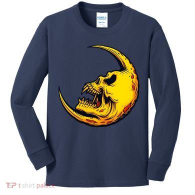 Sickle Moon Skull Kids Long Sleeve Shirt