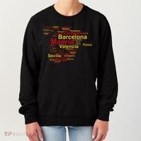 Spain Map Silhouette Towns Cities Madrid Travel Espana Women's Sweatshirt thumb 0