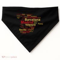 Spain Map Silhouette Towns Cities Madrid Travel Espana USA-Made Doggie Bandana thumb 0