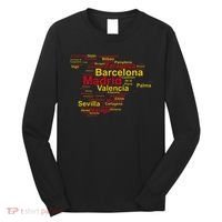 Spain Map Silhouette Towns Cities Madrid Travel Espana Long Sleeve Shirt thumb 0