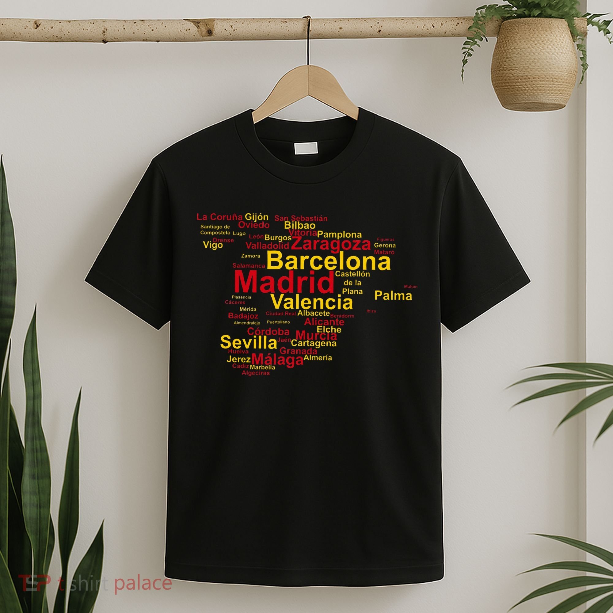 Spain Map Silhouette Towns Cities Madrid Travel Espana T-Shirt