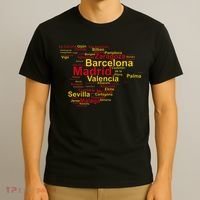 Spain Map Silhouette Towns Cities Madrid Travel Espana T-Shirt thumb 3