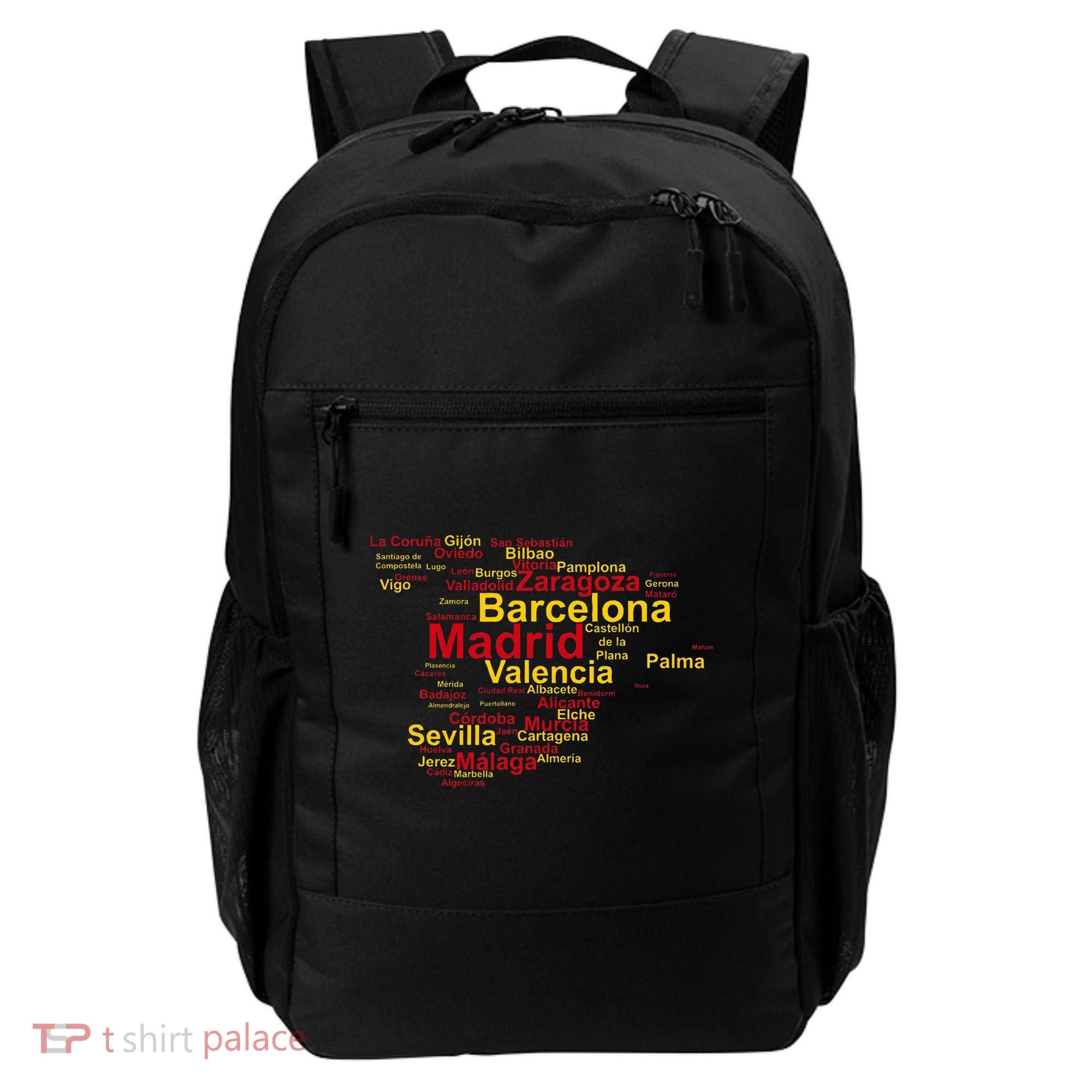 Spain Map Silhouette Towns Cities Madrid Travel Espana Backpack