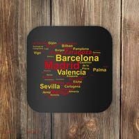 Spain Map Silhouette Towns Cities Madrid Travel Espana Coaster thumb 0