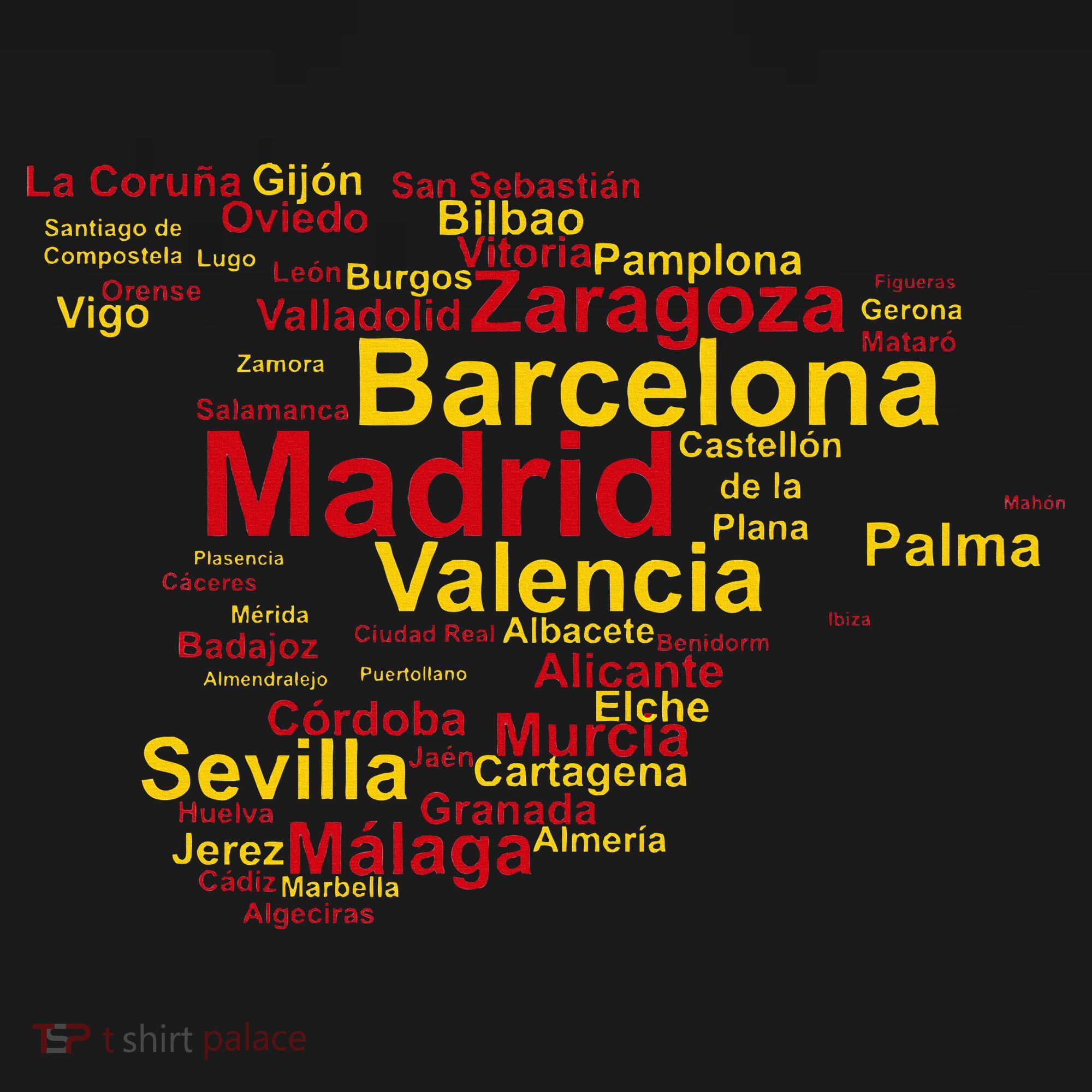 Spain Map Silhouette Towns Cities Madrid Travel Espana Coaster
