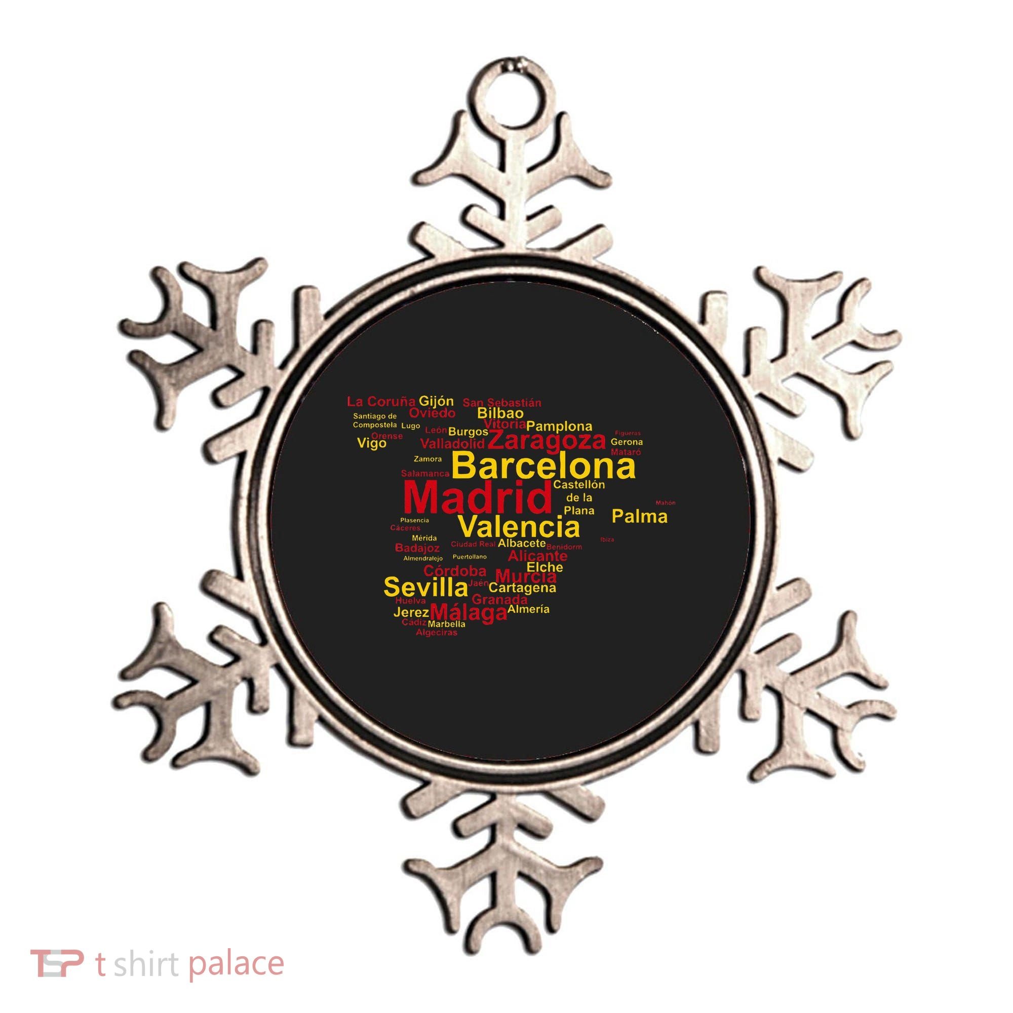 Spain Map Silhouette Towns Cities Madrid Travel Espana Ornament