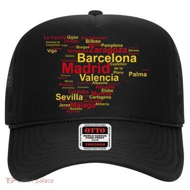 Spain Map Silhouette Towns Cities Madrid Travel Espana Hat