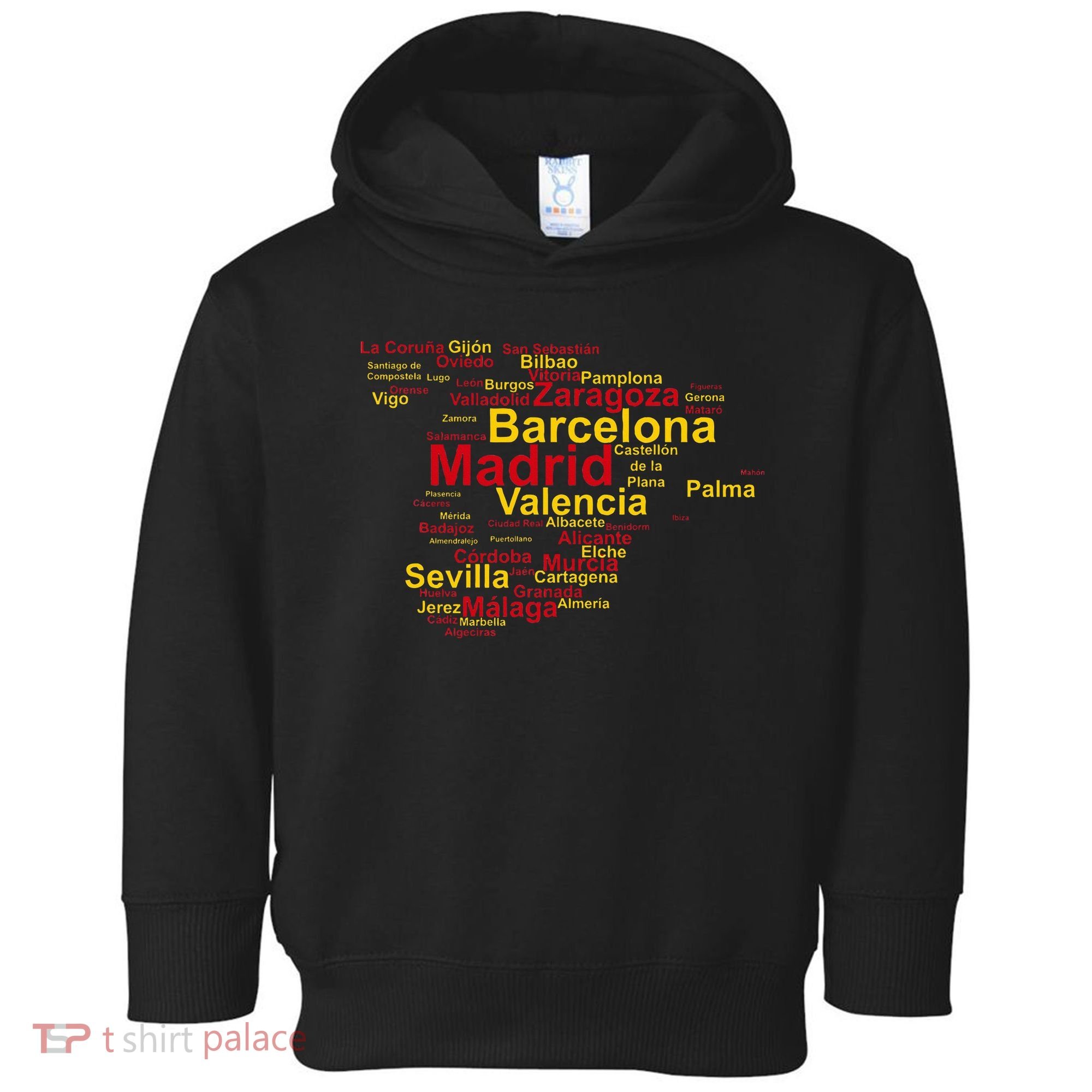Spain Map Silhouette Towns Cities Madrid Travel Espana Toddler Hoodie
