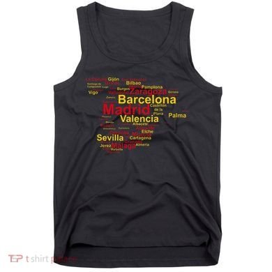 Spain Map Silhouette Towns Cities Madrid Travel Espana Tank Top