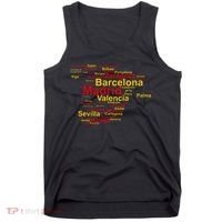 Spain Map Silhouette Towns Cities Madrid Travel Espana Tank Top thumb 0