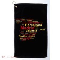 Spain Map Silhouette Towns Cities Madrid Travel Espana Golf Towel thumb 0