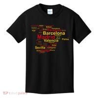 Spain Map Silhouette Towns Cities Madrid Travel Espana Kids T-Shirt thumb 0