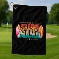 Surf Mama Surfer Mommy Mom Summer Beach Vibes Surfing Funny Gift Golf Towel thumb 1