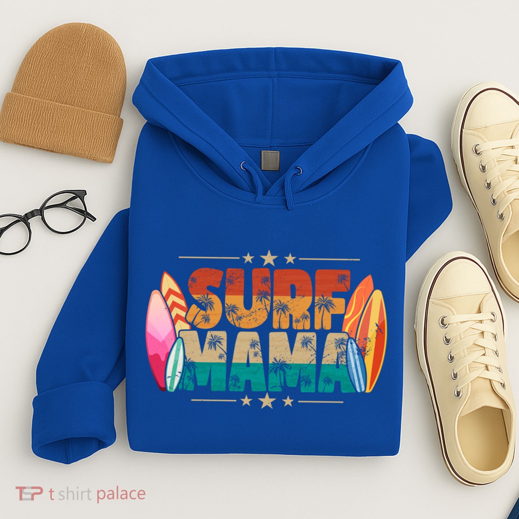 Surf Mama Surfer Mommy Mom Summer Beach Vibes Surfing Funny Gift Hoodie