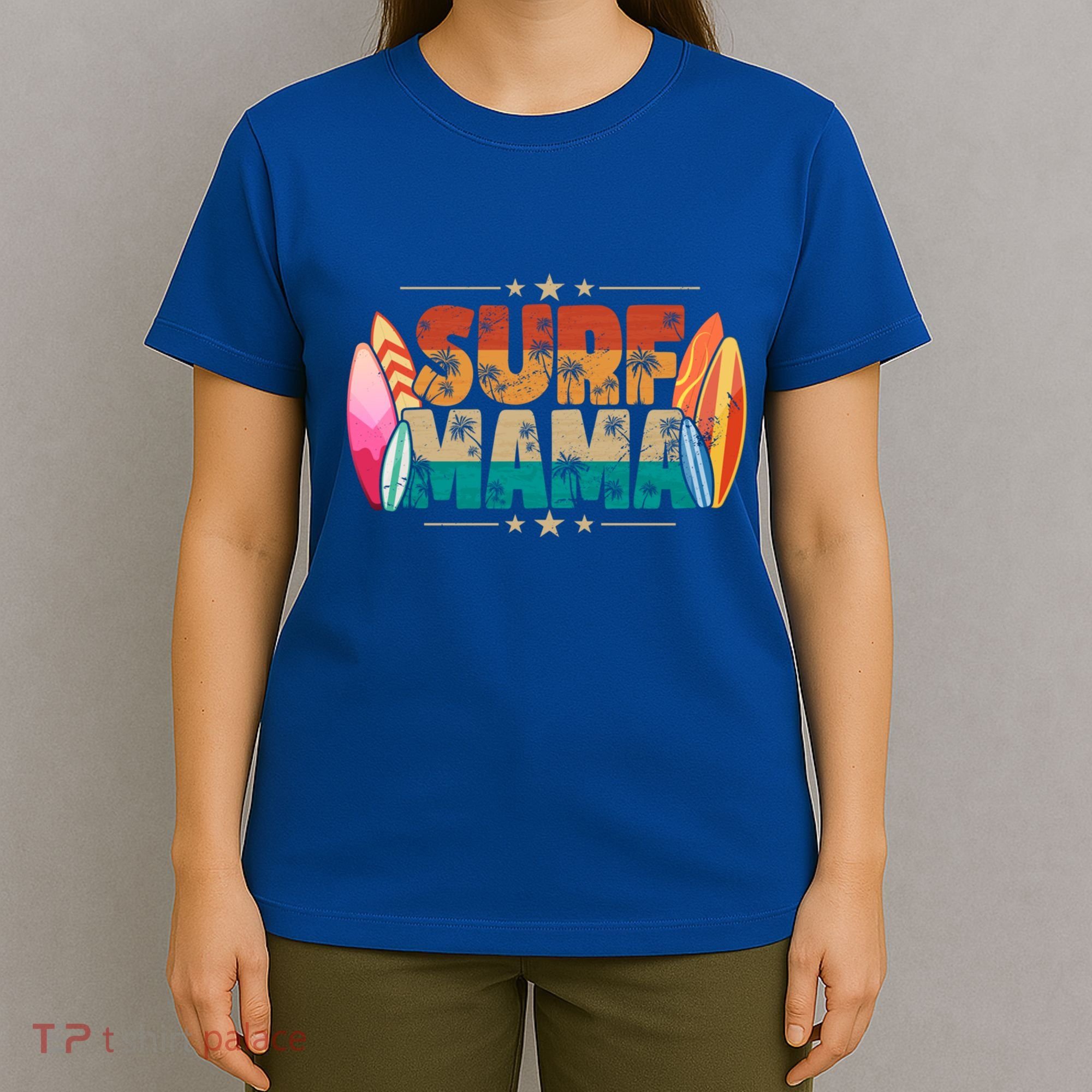 Surf Mama Surfer Mommy Mom Summer Beach Vibes Surfing Funny Gift T-Shirt