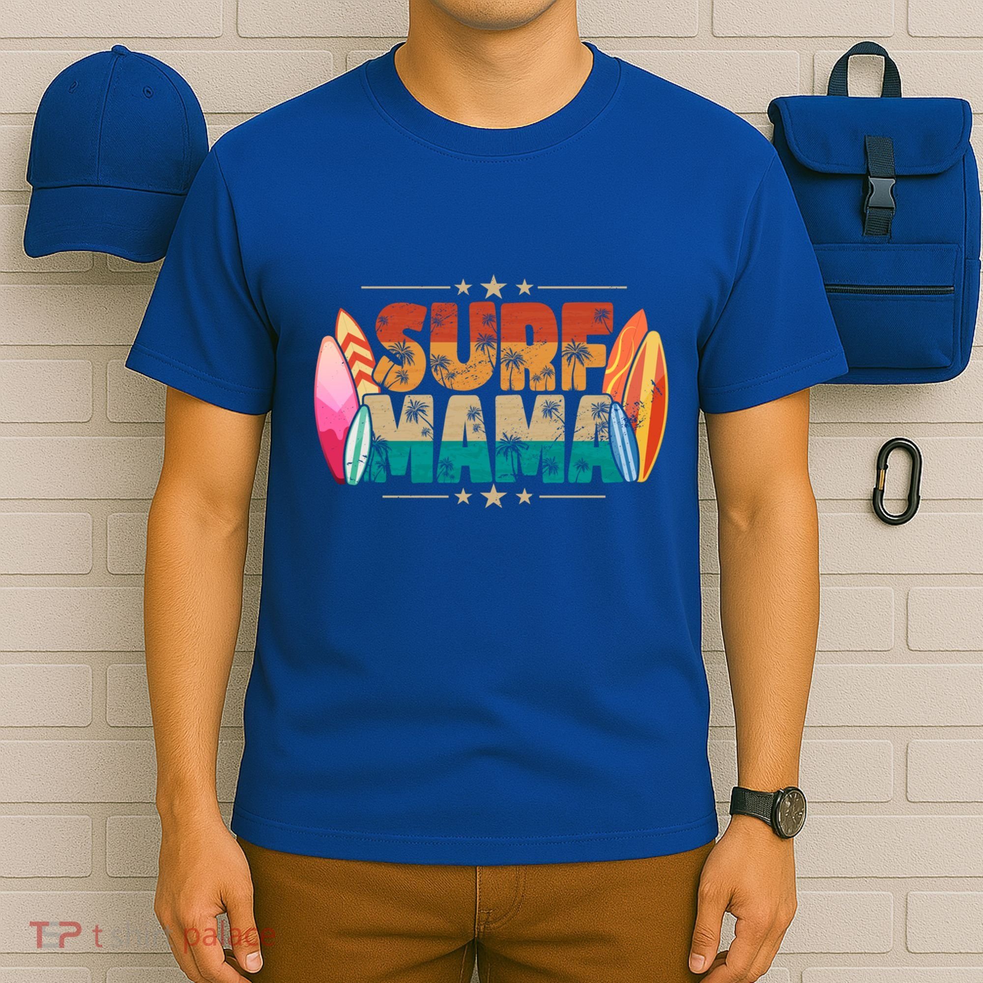 Surf Mama Surfer Mommy Mom Summer Beach Vibes Surfing Funny Gift T-Shirt