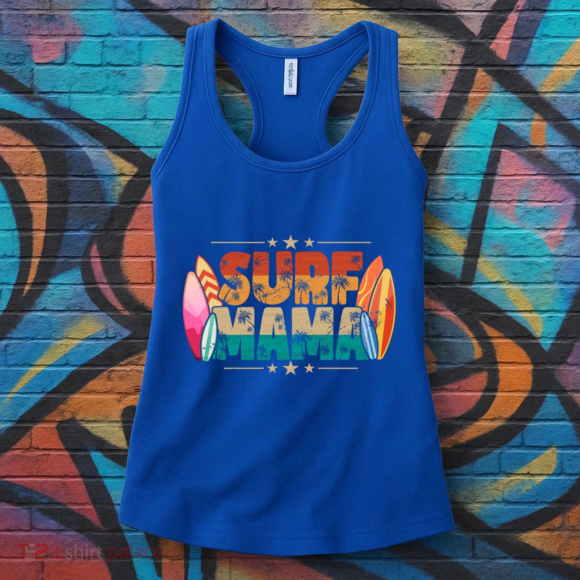 Surf Mama Surfer Mommy Mom Summer Beach Vibes Surfing Funny Gift Women's Tank Top