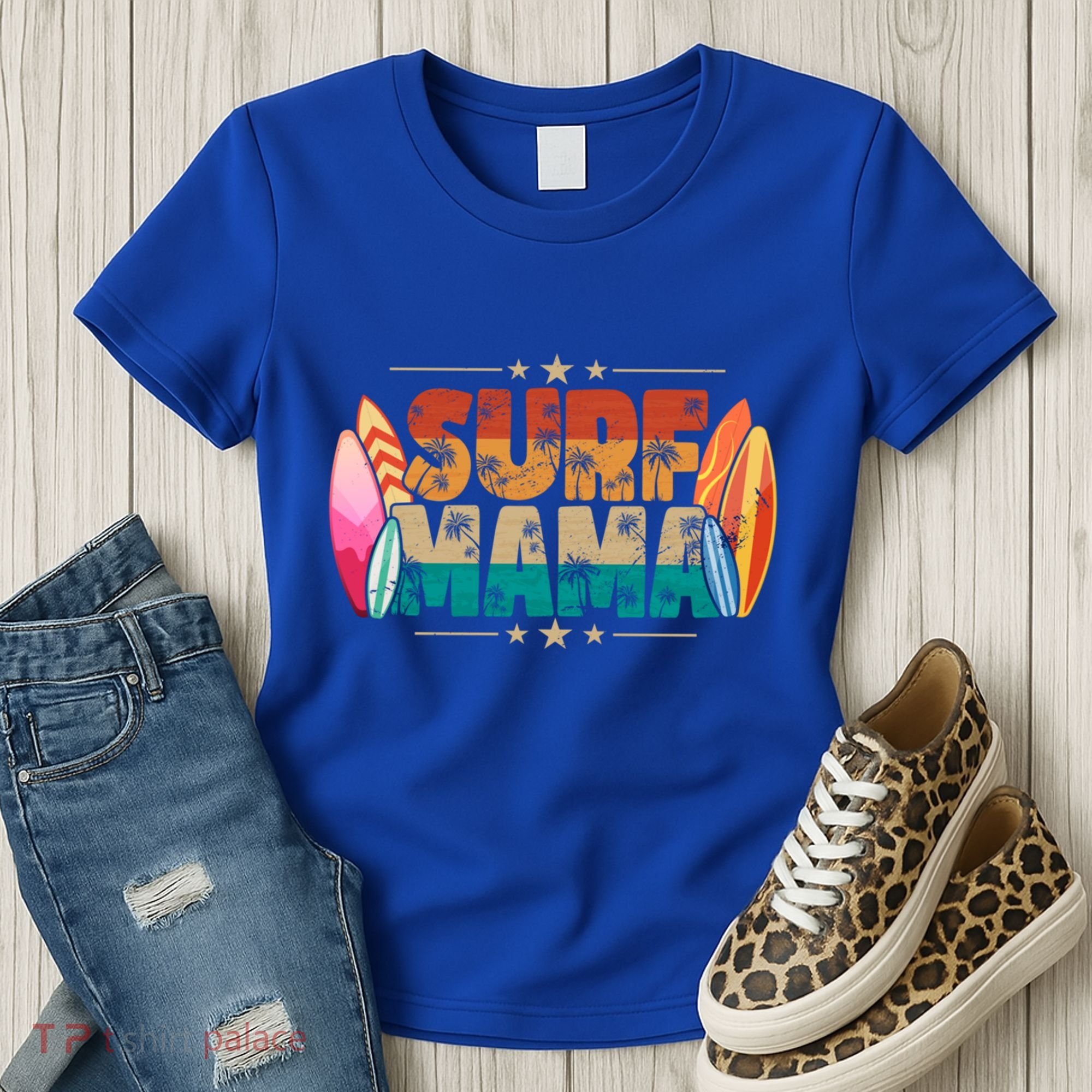 Surf Mama Surfer Mommy Mom Summer Beach Vibes Surfing Funny Gift Women's T-Shirt