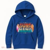 Surf Mama Surfer Mommy Mom Summer Beach Vibes Surfing Funny Gift Kids Hoodie thumb 0