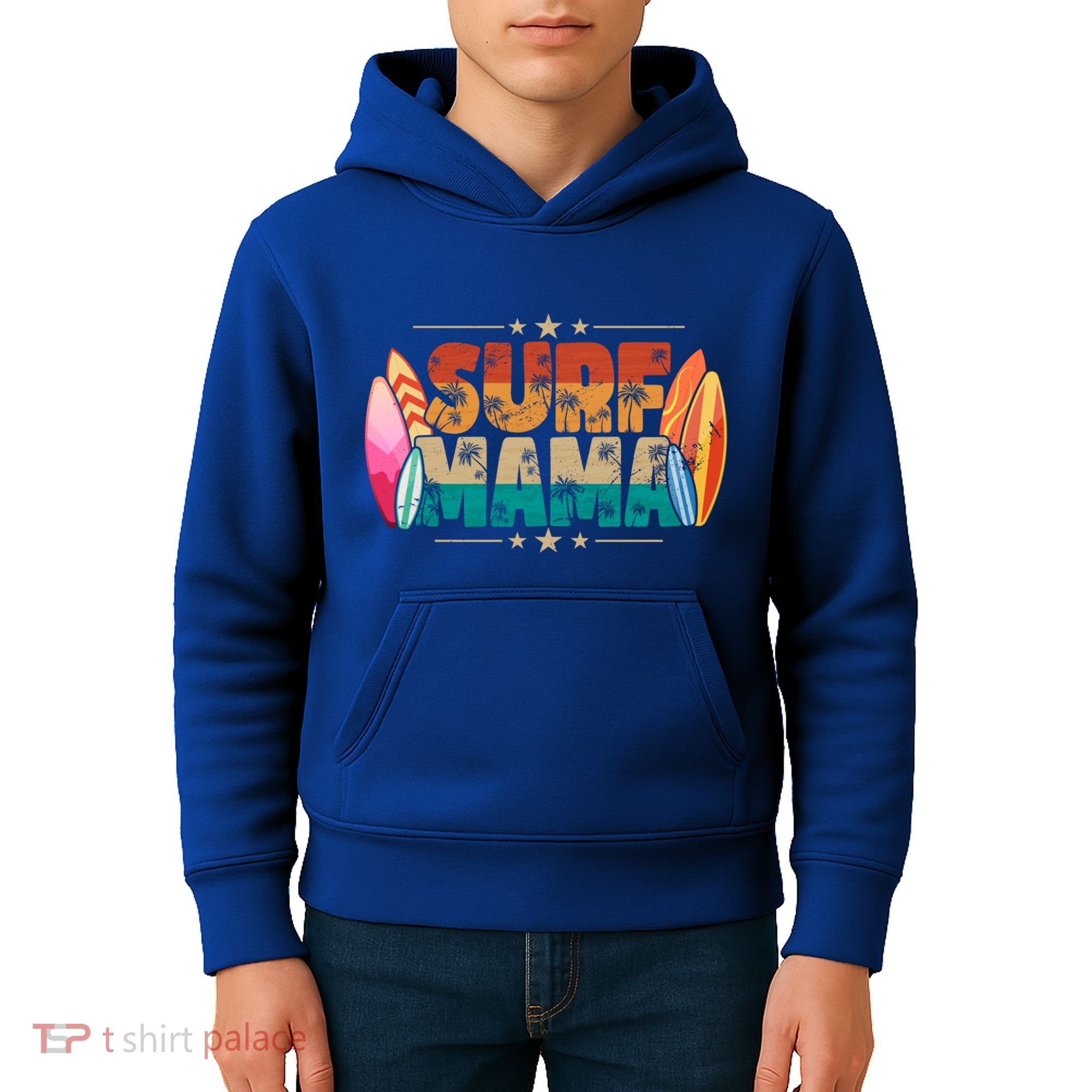 Surf Mama Surfer Mommy Mom Summer Beach Vibes Surfing Funny Gift Kids Hoodie