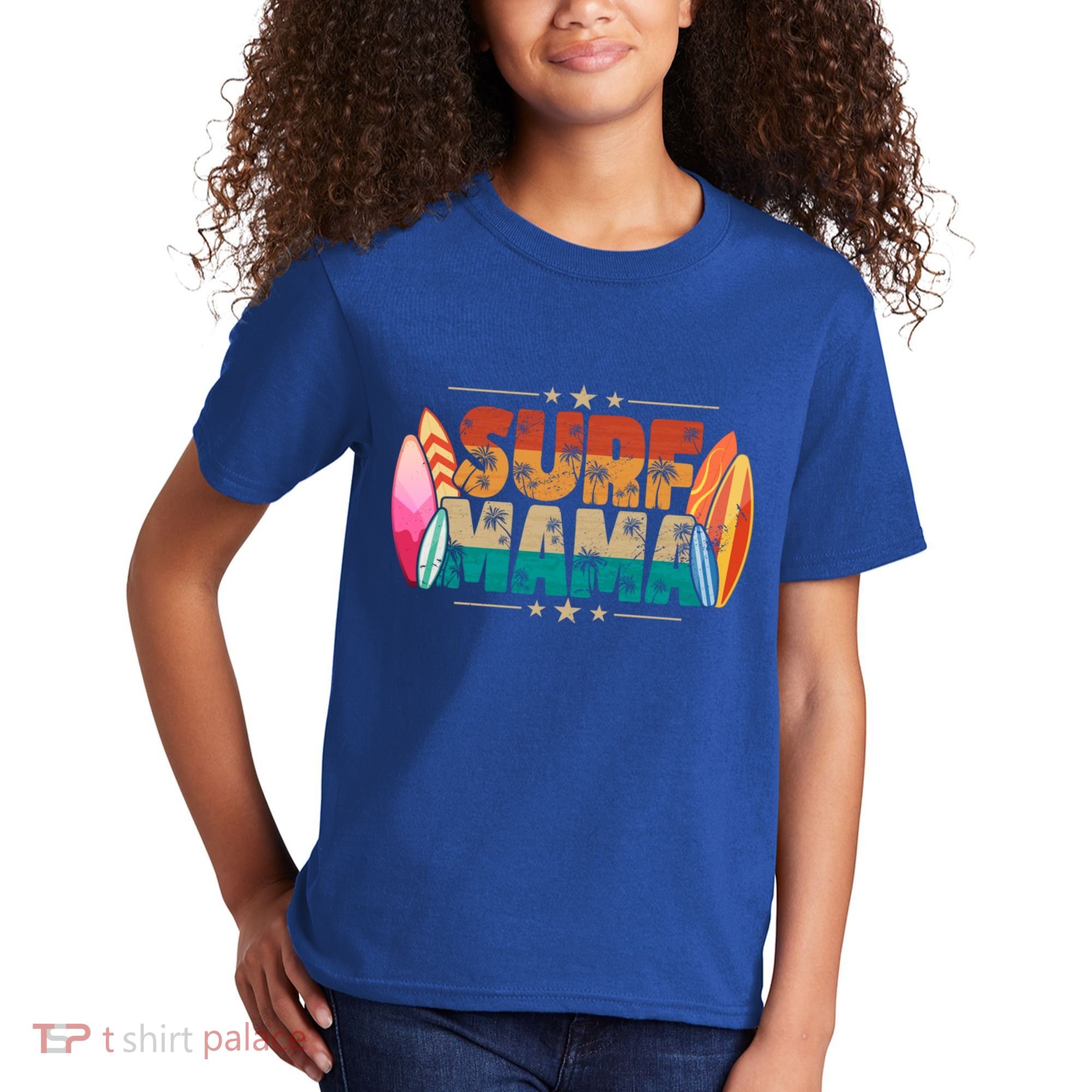 Surf Mama Surfer Mommy Mom Summer Beach Vibes Surfing Funny Gift Kids T-Shirt