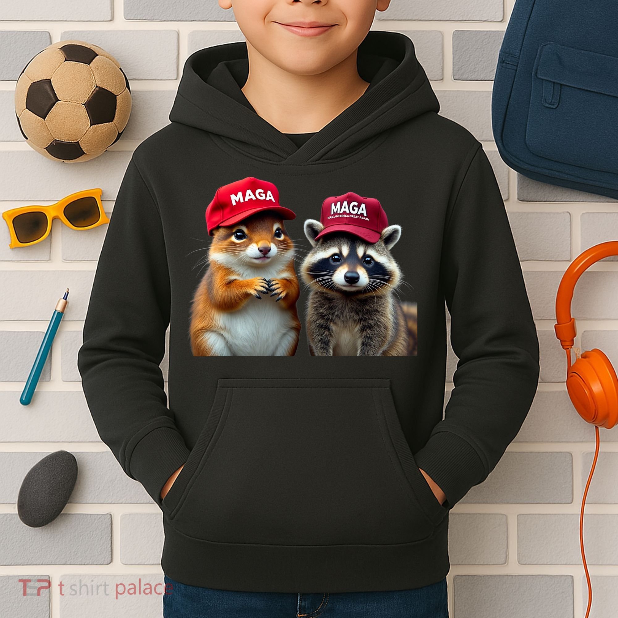 Social Media Star Peanut The Squirrel & Fred The Raccoon Kids Hoodie