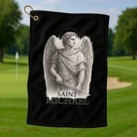 Saint Michael Sketch Golf Towel thumb 1