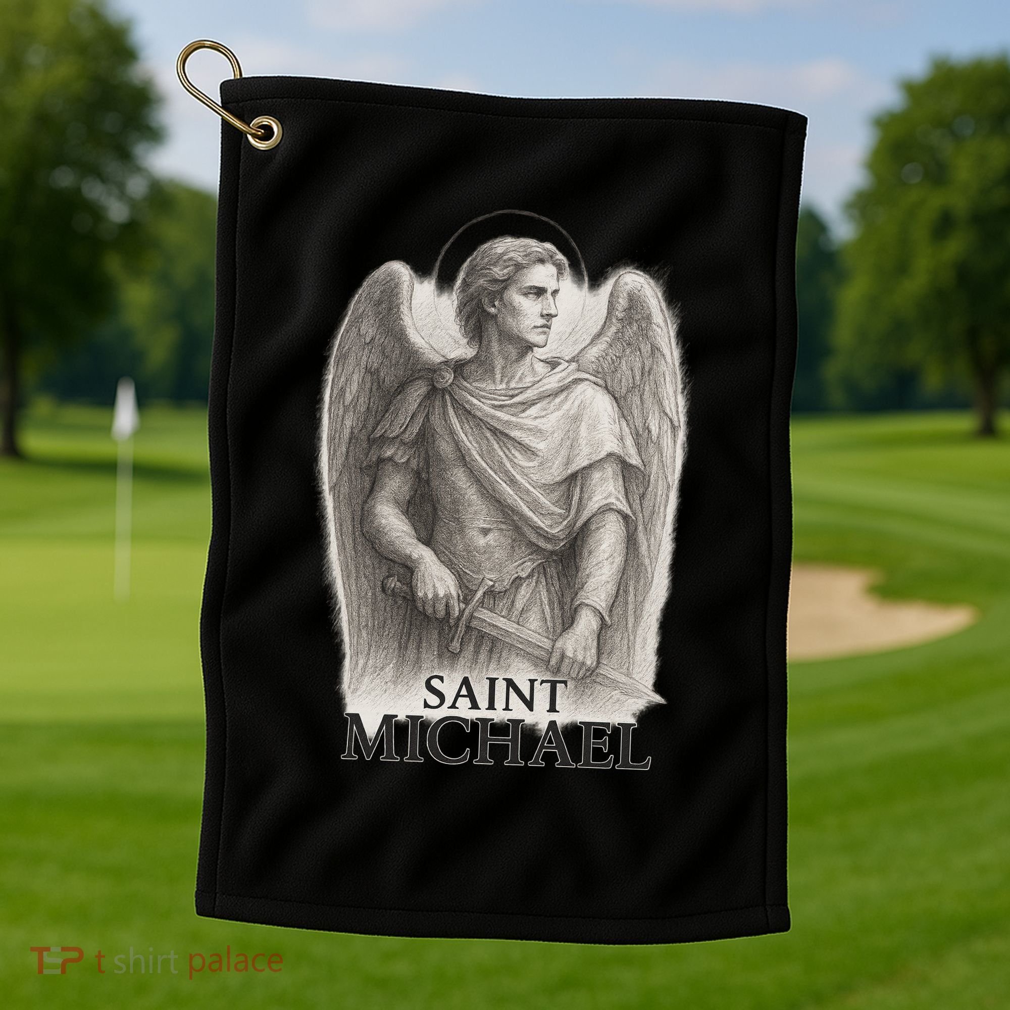 Saint Michael Sketch Golf Towel