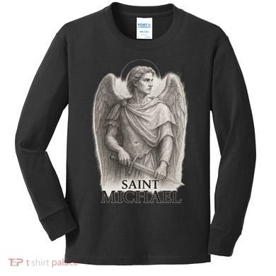Saint Michael Sketch Kids Long Sleeve Shirt