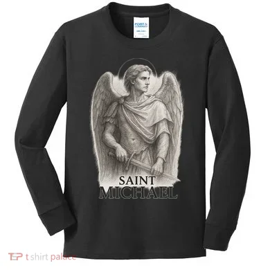 Saint Michael Sketch Kids Long Sleeve Shirt