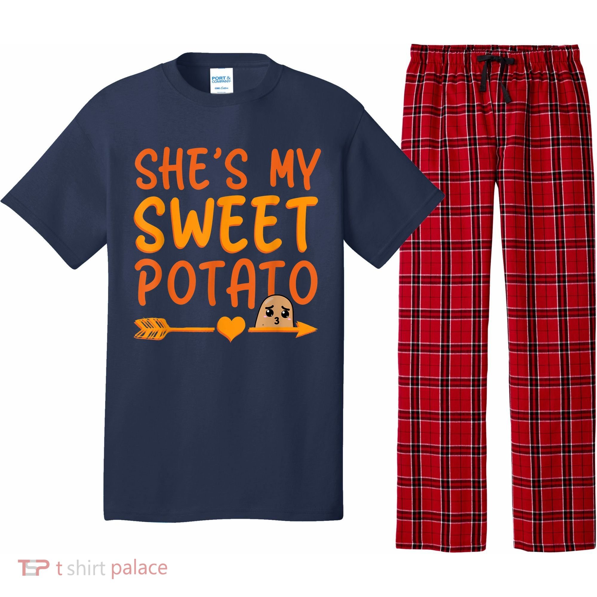 Shes My Sweet Potato I Yam Set Thanksgiving Couples Matching Pajama Set
