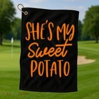 She's My Sweet Potato I Yam Set Couples Thanksgiving Funny Golf Towel thumb 1