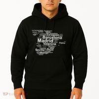 Spain Map Silhouette Towns Cities Madrid Travel Espana Hoodie thumb 2