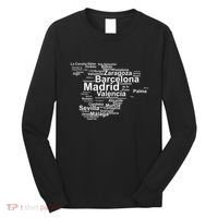 Spain Map Silhouette Towns Cities Madrid Travel Espana Long Sleeve Shirt thumb 0