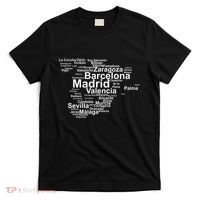 Spain Map Silhouette Towns Cities Madrid Travel Espana T-Shirt thumb 0