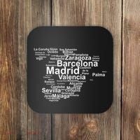 Spain Map Silhouette Towns Cities Madrid Travel Espana Coaster thumb 0
