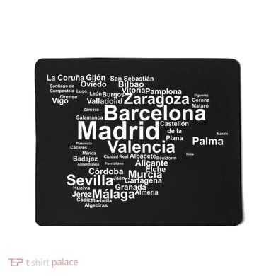 Spain Map Silhouette Towns Cities Madrid Travel Espana Mousepad