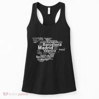 Spain Map Silhouette Towns Cities Madrid Travel Espana Women's Tank Top thumb 0