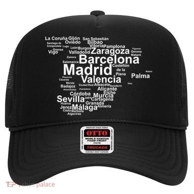 Spain Map Silhouette Towns Cities Madrid Travel Espana Hat
