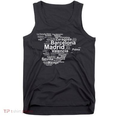 Spain Map Silhouette Towns Cities Madrid Travel Espana Tank Top