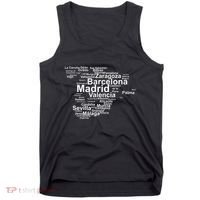 Spain Map Silhouette Towns Cities Madrid Travel Espana Tank Top thumb 0
