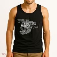 Spain Map Silhouette Towns Cities Madrid Travel Espana Tank Top thumb 3