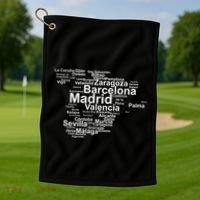 Spain Map Silhouette Towns Cities Madrid Travel Espana Golf Towel thumb 1