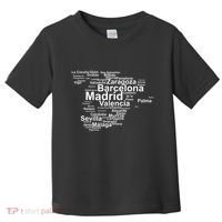 Spain Map Silhouette Towns Cities Madrid Travel Espana Toddler T-Shirt thumb 0