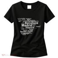 Spain Map Silhouette Towns Cities Madrid Travel Espana Women's T-Shirt thumb 0