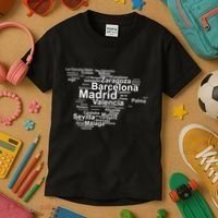 Spain Map Silhouette Towns Cities Madrid Travel Espana Kids T-Shirt thumb 3