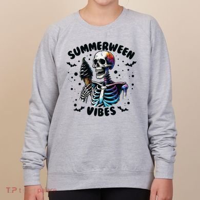 Summerween Magic Skeleton Enjoying Ice Cream Delight Women's Sweatshirt