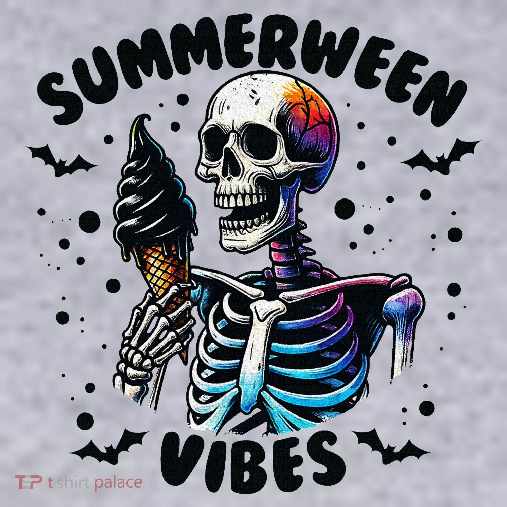 Summerween Magic Skeleton Enjoying Ice Cream Delight Women's Sweatshirt