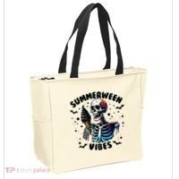 Summerween Magic Skeleton Enjoying Ice Cream Delight Tote Bag thumb 2